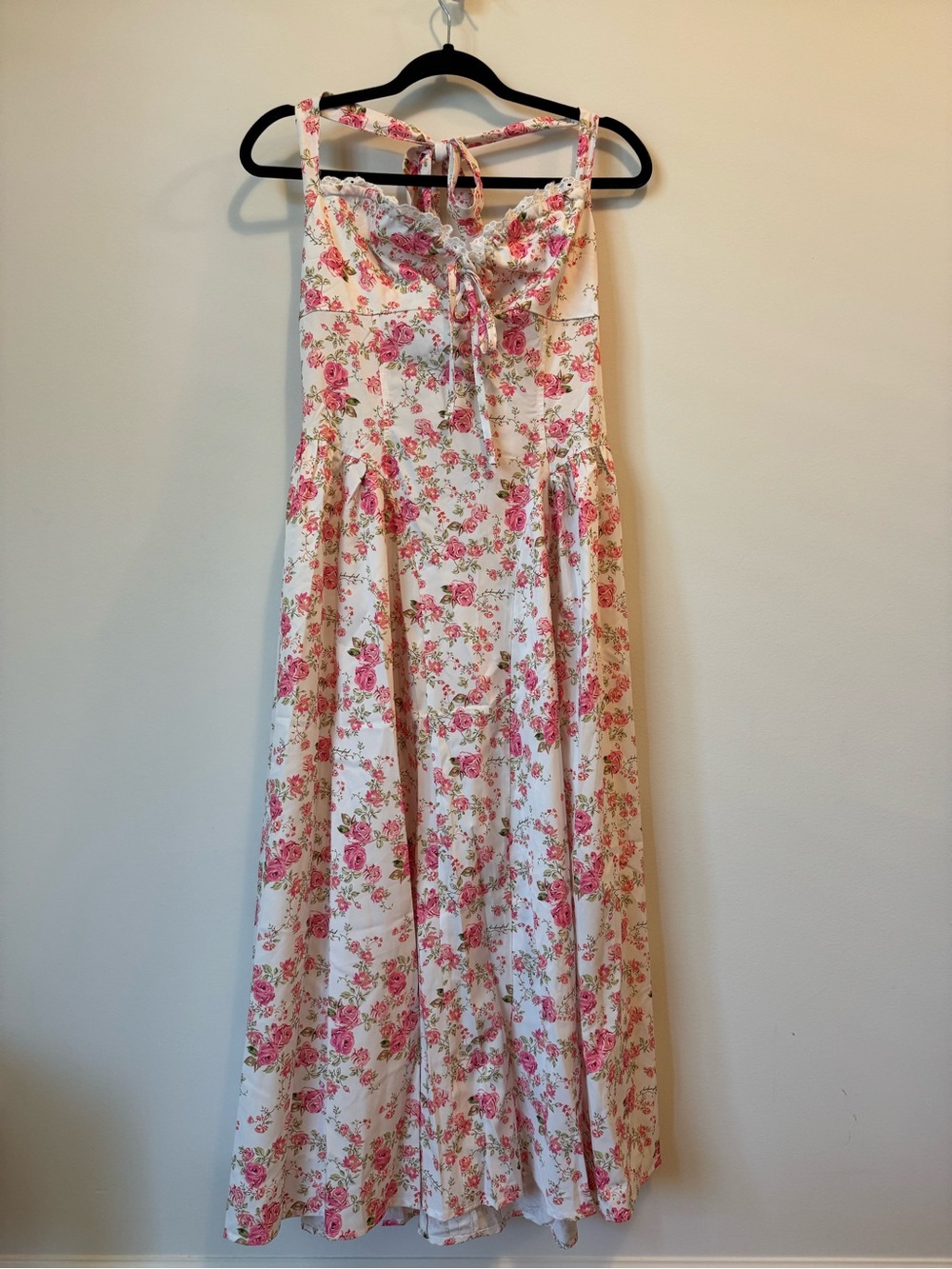 Pink Floral Halter Midi Dress size medium